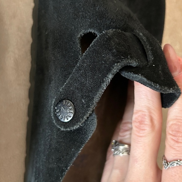 Birkenstock Black Suede Boston Mules - Picture 3 of 8